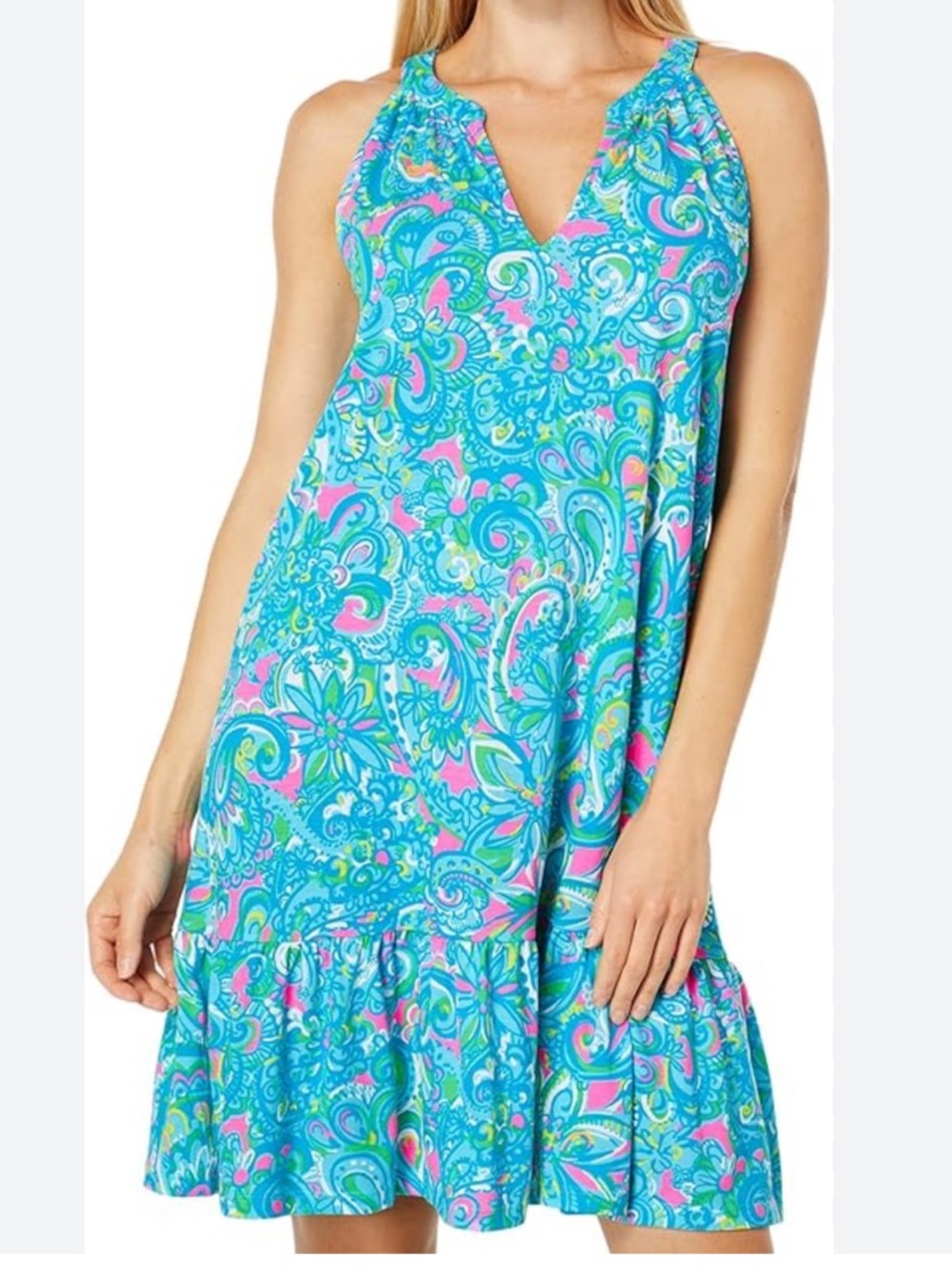 Lilly Pulitzer Danberry Turquoise Cotton Mini Dress Size L
